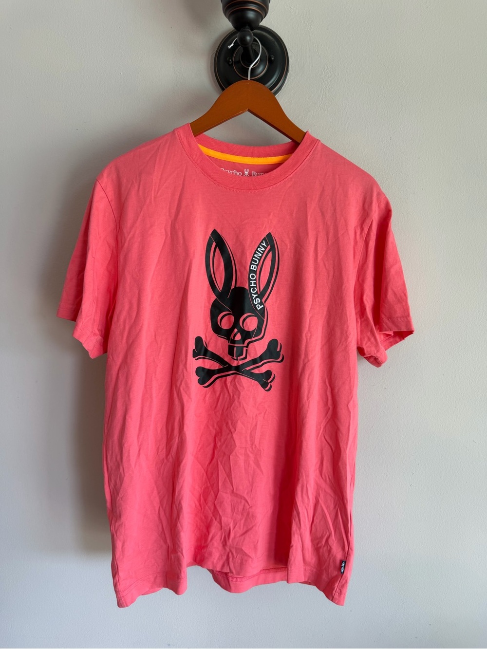 Psycho Bunny Mens Pink Graphic Logo Pima Cotton T-Shirt Size 6 Large B6U014S1PC